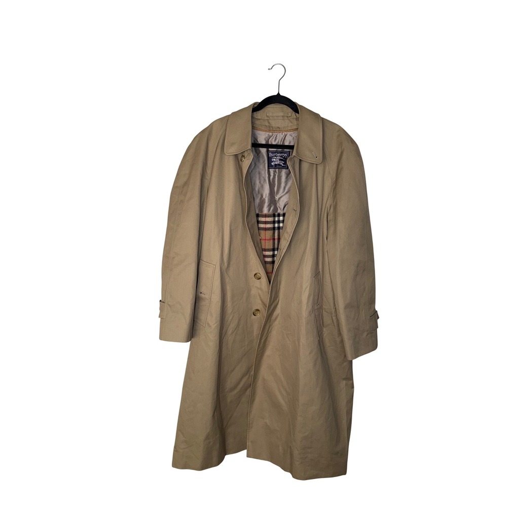 Burberry Trench Coat Mens 44 Regular Tan Vintage Nova Check‎ Lining Good